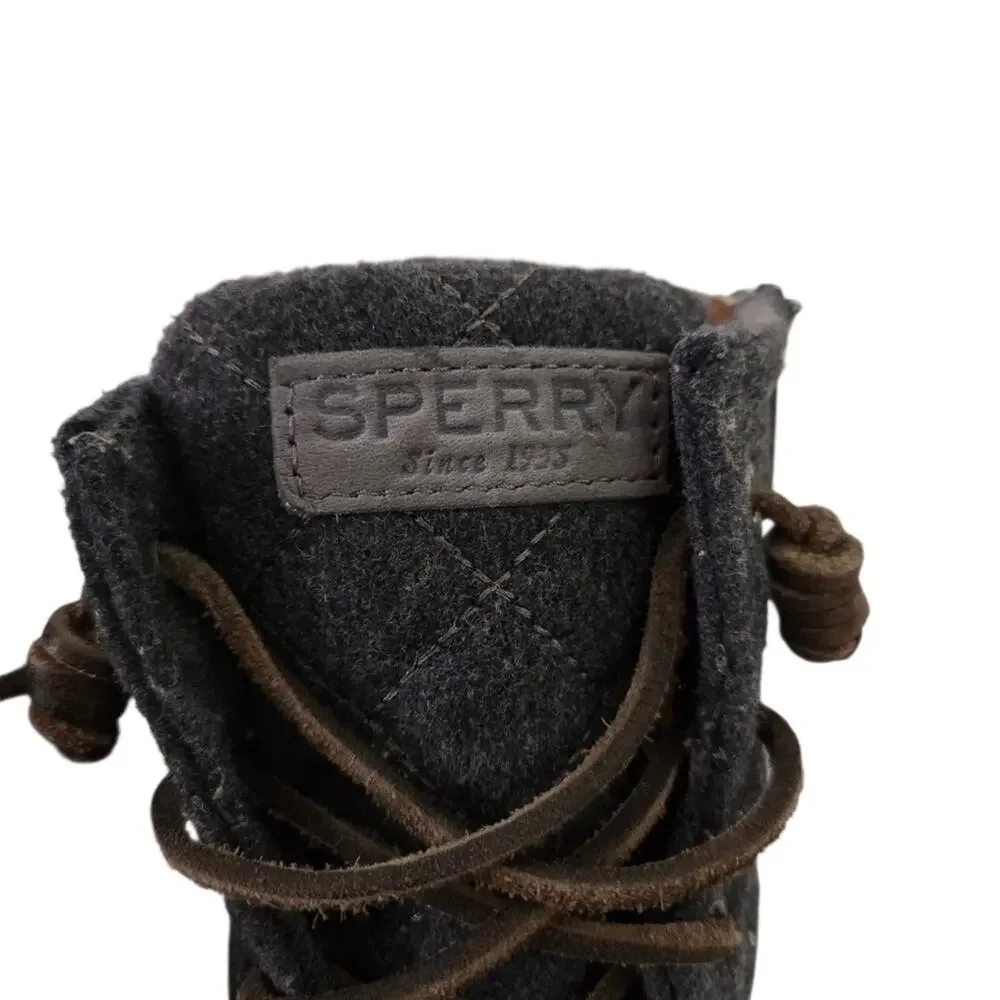 Sperry | Quilted Wool Leather Laces Saltwater Duck Boots Topsider Zipper Gray